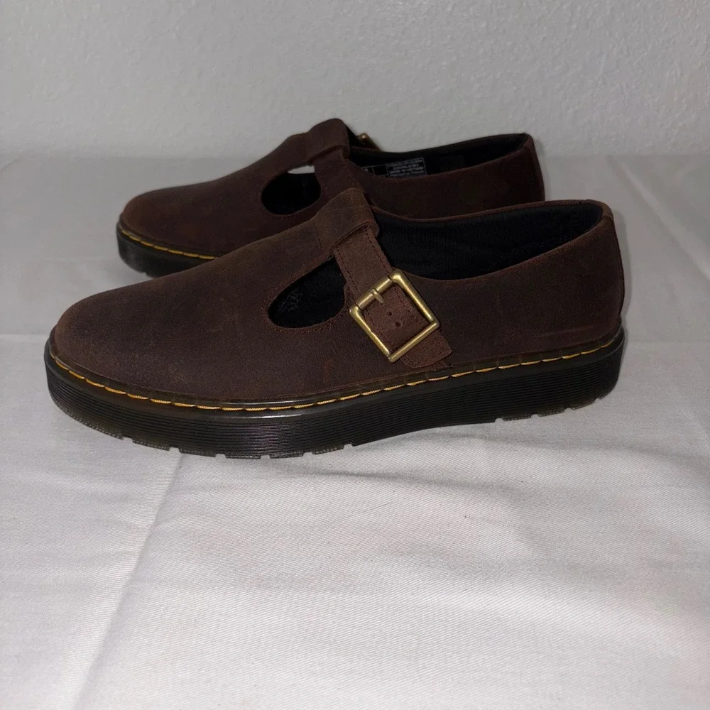 Dr. martens Zavala leather dark brown Zavala Mary Jane T bar shoes size 10 new - Picture 9 of 9